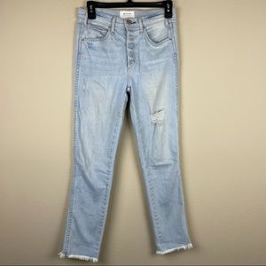 McGuire light wash distressed button fly Slim Jeans Read